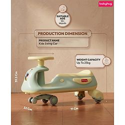 Babyhug Kids Twister Swing Car With LED Lights & Music - Pink| Smooth PU Wheels| Encourages Active Play| Built for Rough Play| Easy to Handle| Sport Gift for 3 to 8 yrs Boys & Girls| Comfortable Seat