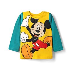 Babyhug Disney Single Jersey Knit Full Sleeves T-Shirt & Pyjama Night Suit With Mickey Mouse & Donald Duck Graphic Pack of 2 - Red / Blue