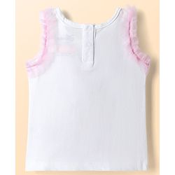 Babyhug Disney Cotton Knit Sleeveless T-Shirt with Minnie Mouse Graphics White 3-6 Months