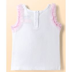 Babyhug Disney Cotton Knit Sleeveless T-Shirt with Minnie Mouse Graphics White 3-6 Months