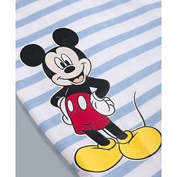 Babyhug Disney Single Jersey Knit Half Sleeves Striped Polo T-Shirt With Mickey Mouse Graphic - Blue