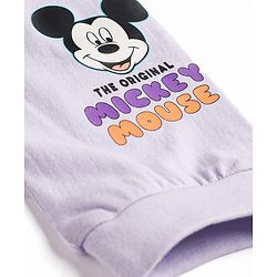 Babyhug Disney Single Jersey Knit Full Sleeves T-Shirt Payjama Nightsuit with Micky Mouse Graphics  - Limegreen & Lavender