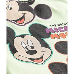 Babyhug Disney Single Jersey Knit Full Sleeves T-Shirt Payjama Nightsuit with Micky Mouse Graphics  - Limegreen & Lavender