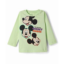 Babyhug Disney Single Jersey Knit Full Sleeves T-Shirt Payjama Nightsuit with Micky Mouse Graphics  - Limegreen & Lavender
