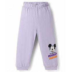 Babyhug Disney Single Jersey Knit Full Sleeves T-Shirt Payjama Nightsuit with Micky Mouse Graphics  - Limegreen & Lavender