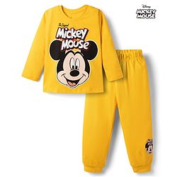 Babyhug Disney 100% Cotton Knit Full Sleeves T-Shirt & Pyjama Night Suit With Micky Mouse Graphics- Multicolor