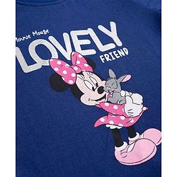 Babyhug Disney 100% Cotton Knit Half Sleeves T-Shirt & Shorts Night Suit With Minnie Mouse Graphic - Navy Blue & Pink