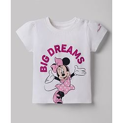 Babyhug Disney 100% Cotton Knit Half Sleeves T-shirt & Shorts Night Suit With Minnie Mouse Graphics - Dark Pink