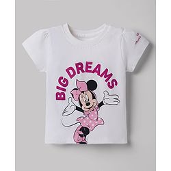Babyhug Disney 100% Cotton Knit Half Sleeves T-shirt & Shorts Night Suit With Minnie Mouse Graphics - Dark Pink