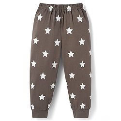Babyhug Cotton Knit Half Sleeves T-Shirt & Pyjama Night Suit with Dino Print - Charcoal Grey