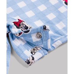 Babyhug Disney Half Sleeves Frill Detailing Dungaree Set With Minnie Mouse Graphic  - Light Blue