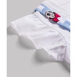 Babyhug Disney Half Sleeves Frill Detailing Dungaree Set With Minnie Mouse Graphic  - Light Blue