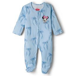 Babyhug Disney Interlock Knit Full Sleeves Footed Sleepsuits with Minnie Mouse & Donald Duck Graphic Pack of 2 - Light Blue