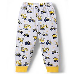 Babyhug Cotton Knit Half Sleeves T-Shirt & Pyjama Night Suit with JCB Print -  Yellow