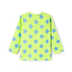 Babyhug Cotton Knit Full Sleeves T-Shirt & Pyjama Co-ord Night Suit with Star Print - Lime Green
