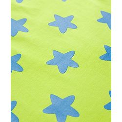 Babyhug Cotton Knit Full Sleeves T-Shirt & Pyjama Co-ord Night Suit with Star Print - Lime Green