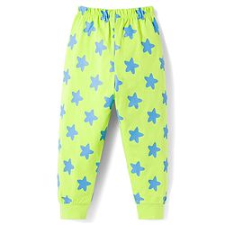 Babyhug Cotton Knit Full Sleeves T-Shirt & Pyjama Co-ord Night Suit with Star Print - Lime Green