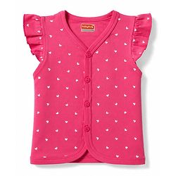 Babyhug 100% Cotton Interlock Woven Sleeveless Jhablas with Hearts & Floral Print Pack Of 3 - Pink White & Green