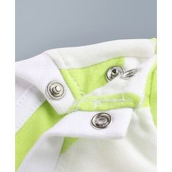 Babyhug 100% Cotton Striped T-Shirt with Half Sleeves and Happy Days Embroidery in Lime Green