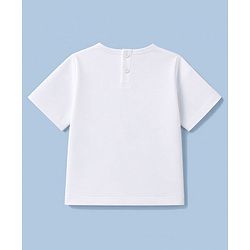 Babyhug 100% Cotton Knit Half Sleeves T-Shirt With Beach Theme - White