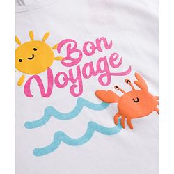 Babyhug 100% Cotton Knit Half Sleeves T-Shirt With Beach Theme - White