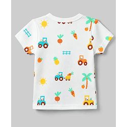 Babyhug 100% Cotton Interlock Knit Half Sleeves Front Open Striped & Car Printed Jhablas Pack of 3 - Orange White & Green