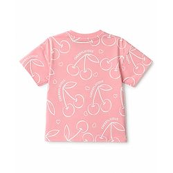 Babyhug 100% Cotton Knit Half Sleeves Cherry Printed T-Shirt - Pink