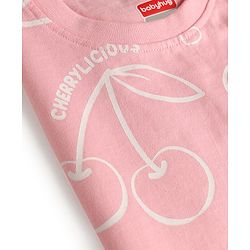 Babyhug 100% Cotton Knit Half Sleeves Cherry Printed T-Shirt - Pink