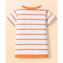 Babyhug 100% Cotton Interlock Knit Half Sleeves Front Open Striped Jhablas with Star Print Pack of 3 -White & Purple