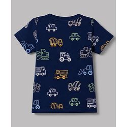 Babyhug 100% Cotton Interlock Knit Half Sleeves Front Open Striped Jhablas With Vehicle Print Pack of 3 - Light Green, Navy Blue & White