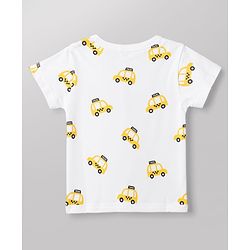 Babyhug 100% Cotton Interlock Knit Half Sleeves Striped Jhablas with Vehicle & Star Print Pack Of 3 - White Green & Yellow