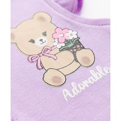 Babyhug 100% Cotton Interlock Knit Half Sleeves Front Open Jhablas With Teddy Bear & Bow Print Pack of 3 - Pink, Dark Pink & Purple
