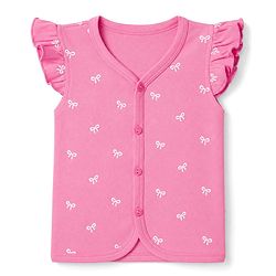 Babyhug 100% Cotton Interlock Knit Half Sleeves Front Open Jhablas With Teddy Bear & Bow Print Pack of 3 - Pink, Dark Pink & Purple