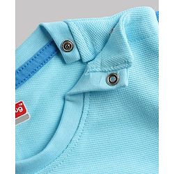Babyhug 100% Cotton Knit Half Sleeves Text Printed & Sports Theme Embroidered T-Shirt - Light Blue