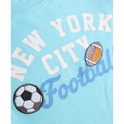Babyhug 100% Cotton Knit Half Sleeves Text Printed & Sports Theme Embroidered T-Shirt - Light Blue