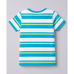 Babyhug Cotton Knit T-Shirts Half Sleeves Striped with Embroidery Detailing Multi Color 6-9 Months