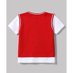 Babyhug 100% Cotton Knit Half Sleeves Text Printed T-Shirt - Red