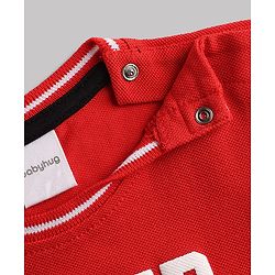 Babyhug 100% Cotton Knit Half Sleeves Text Printed T-Shirt - Red