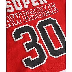 Babyhug 100% Cotton Knit Half Sleeves Text Printed T-Shirt - Red
