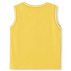 Babyhug 100% Cotton Knit Sleeveless Tank T-Shirt with Text Graphics - Yellow
