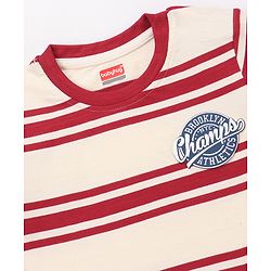 Babyhug Cotton Knit T-Shirts Half Sleeves Striped with Graphics Multi Color 9-12 Months