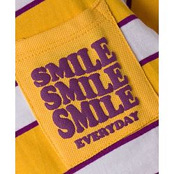 Babyhug 100% Cotton Knit Half Sleeves Striped T-Shirt with Smile Everyday Print - Mustard