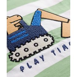 Babyhug Cotton Knit T-Shirts Half Sleeves Striped with Applique Detailing Multi Color 6-9 Months