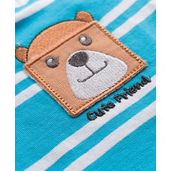 Babyhug Cotton Knit T-Shirts Half Sleeves Striped with Applique Detailing Multi Color 9-12 Months