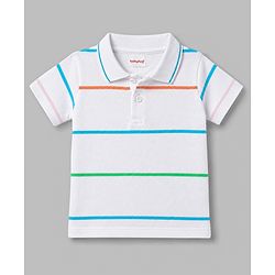 Babyhug Cotton Knit Polo T-Shirt with Half Sleeves and Graphic Print Multi Color 12-18 Months