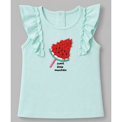 Babyhug 100% Cotton Single Jersey Knit Sleeveless Top & Shorts With Watermelon Embroidery - Green & Pink