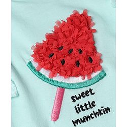Babyhug 100% Cotton Single Jersey Knit Sleeveless Top & Shorts With Watermelon Embroidery - Green & Pink