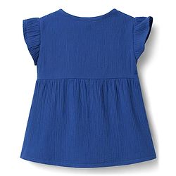 Babyhug Cotton Woven Sleeveless Top & Shorts Set With Floral Embroidery - Blue