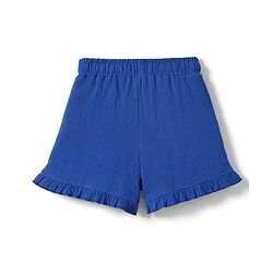 Babyhug Cotton Woven Sleeveless Top & Shorts Set With Floral Embroidery - Blue