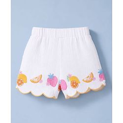 Babyhug Cotton Woven Sleeveless Tropical Theme & Floral Printed Top & Shorts Set - White